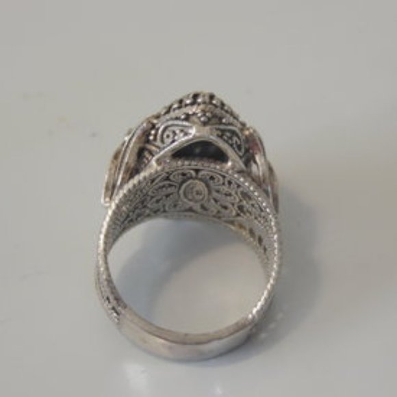 Ottoman Silver Marquise Blue Corundum Ring Size 7 - Picture 4 of 6